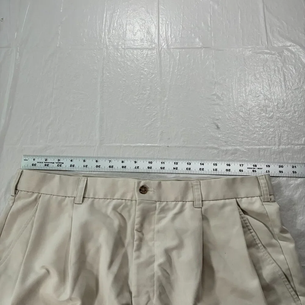 Izod Chino Shorts Men's Size 38 Tan Pleated Casual Summer Shorts Golf